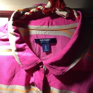 Vibrant Pink Striped Button-Up Shirt Old navy
